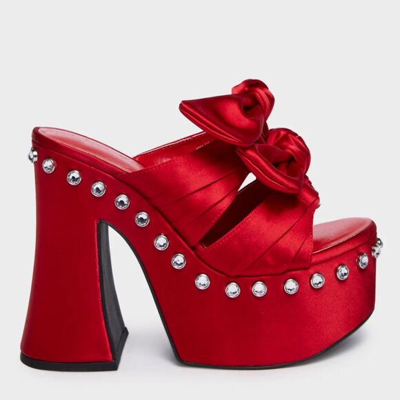 Red Bow Tie Platform Heels – Size 5 by SugarThrillz - Picture 2 of 3